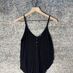 Free People Camisole Tank Top Womens Medium Ribbed Button Front Strappy Casual
